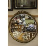 Circular Gilt Framed Mirror with bevelled edge