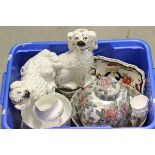 Collection of Mixed Ceramics including Two Staffordshire Mantle Dogs, Part Victorian Floral