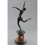 Bronze Art Deco Style Dancing Girl, signed B Zack with foundry mark