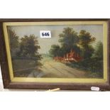 Antique Painting of a Cottage in a rural landscape