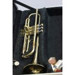 Cased Gilt Brass Trumpet