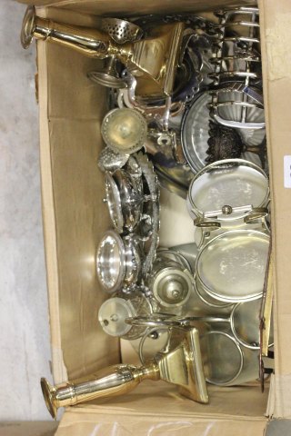 Mixed Lot of Silver Plate including Pair of Salt Cellars together with a Pair of 19th century