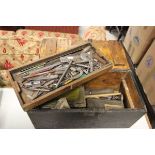 Old Pine Work Tool Box with various Tools