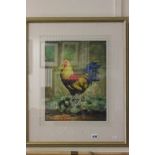 Framed Impressionist Oil Painting Study of Cockerel