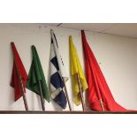 Five Vintage Signal Flags including Look-out, Red, Green & Yellow