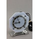 1930's Art Deco Blue & Chrome Ferranti Electric Mantle Clock