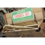 Wooden Boxed Jaques Croquet Set comprising Three Adult Mallets, Balls and Hoops plus a Child's Set