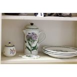 Portmeirion 'Botanic Garden' Cafetiere, Three Dinner Plates and a Teabag Dish plus a Poole Pottery