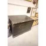 Large Stained Pine Blanket Box with Tray