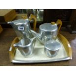 Picquot ware Four Piece Tea Service on Tray