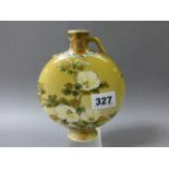 Japanese Satsuma Moon Flask with bird decoration, signed to base (a/f)