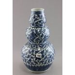 Antique Chinese Triple Gourd Blue and White Vase