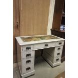 Edwardian Painted Twin Pedestal Ladies Desk