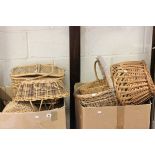 Two Large Boxes of Mixed Wicker Baskets