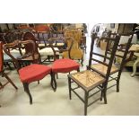 Pair of Victorian Mahogany Dining Chairs and a Pair of Edwardian Bedroom Chairs