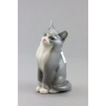 Royal Copenhagen Seated Grey & White Cat