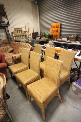 Set of Six Wicker Dining Chairs