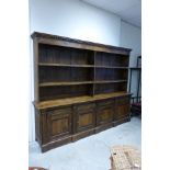 Large Good Quality Hand Crafted Oak Dresser, double shelves over four drawers and four cupboards