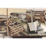 Pair of Large Oil on Canvas Paintings by Petrina Brawn, Boat Yard Scene and the other title Ben