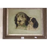 Antique Oil Painting of Two Dogs