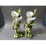 Meissen Matching Pair of Figurative Cherub Vases