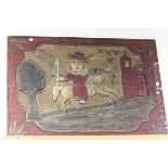 Unusual Vintage Carved & Painted Panel of a Medieval Scene