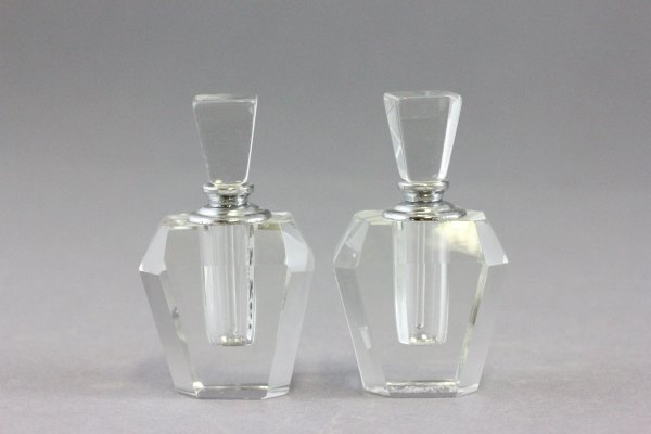 Pair of Art Deco Style Glass Perfume Bottles