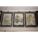 Three Framed and Glazed Watercolours of Rural River Scenes signed Lemasnie