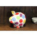 Large Ceramic Spotted Pig Money Box