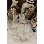 Two Waterford Cut Glass Crystal Champagne Flutes, Five Waterford Cut Glass Crystal Wine Glasses, Two