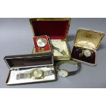 Three Gents Wristwatch including Timor and Seiko plus Boxed Oris Pocket Watch on Chain and Ladies