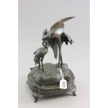 Meiji Period Bronze Stork Group