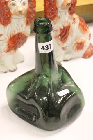 Green Glass Bottle, misshapen Onion Shape