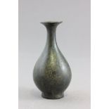 Chinese Bronze Bottle Vase with etched decoration depicting fishermen