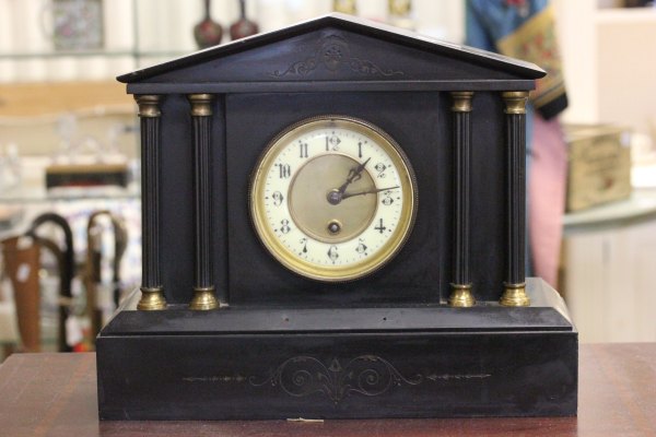 Victorian Slate Mantle Clock, architectural classical form