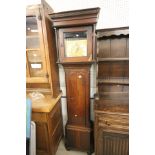 19th century Oak Longcase Clock with brass face, silvered chapter ring and date aperture