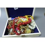 Jewellery Box with Costume Jewellery mostly beaded necklaces