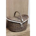 Vintage Double Opening Wicker Picnic Basket