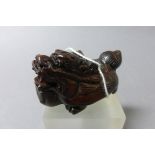 Signed Wood Netsuke of a Dragon Turtle