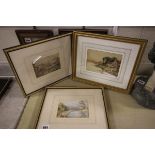 English School 19th century Set of Three Country Scene Watercolours