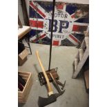 Vintage Ewbank Carpet Cleaner plus Two Vintage Fireman's Axes and another Axe