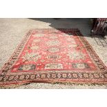 Red / Pink Ground Geometric Patterned Rug