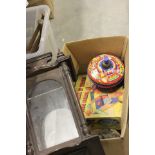 Box of Mixed Items including Clock Case, Toys, etc