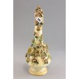 Coalbrookdale Style Tall Floral Encrusted Vase with Lid