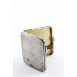 Silver Curved Cigarette Case, plain with engraved initials to corner, Birmingham 1926