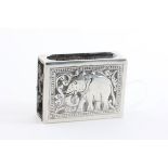 Indian Silver Match Box Holder with relief decoration depicting an Elephant