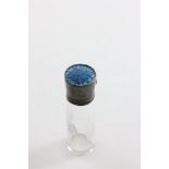 Plain Glass Perfume Bottle with Stopper, the Silver Lid with blue guilloche enamel to top,