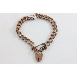 9ct Curb Link Bracelet with Heart Shaped Padlock