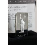 Cased Silver 'Statue of Liberty' Ingot, one troy ounce