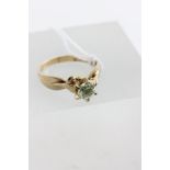 9ct Gold Ring set with a solitaire aquamarine stone